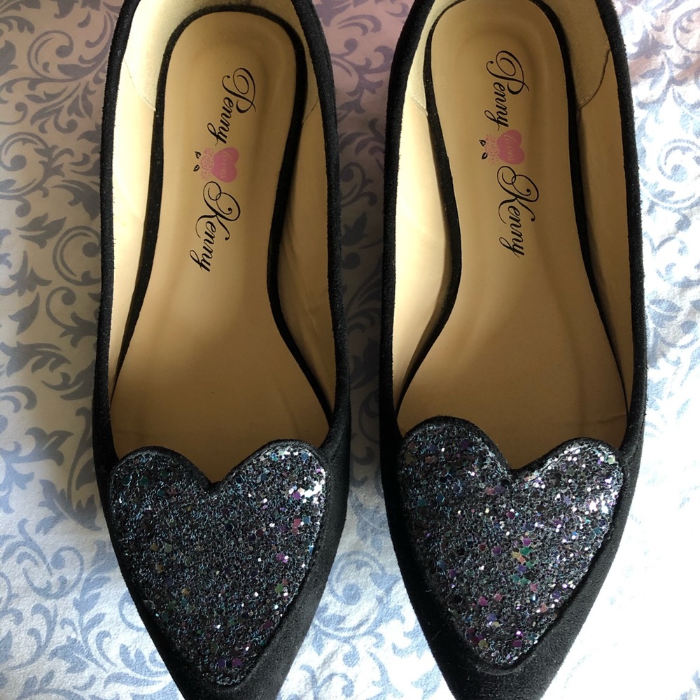 Penny Loves Kenny Nooky black sequined flats SZ 9